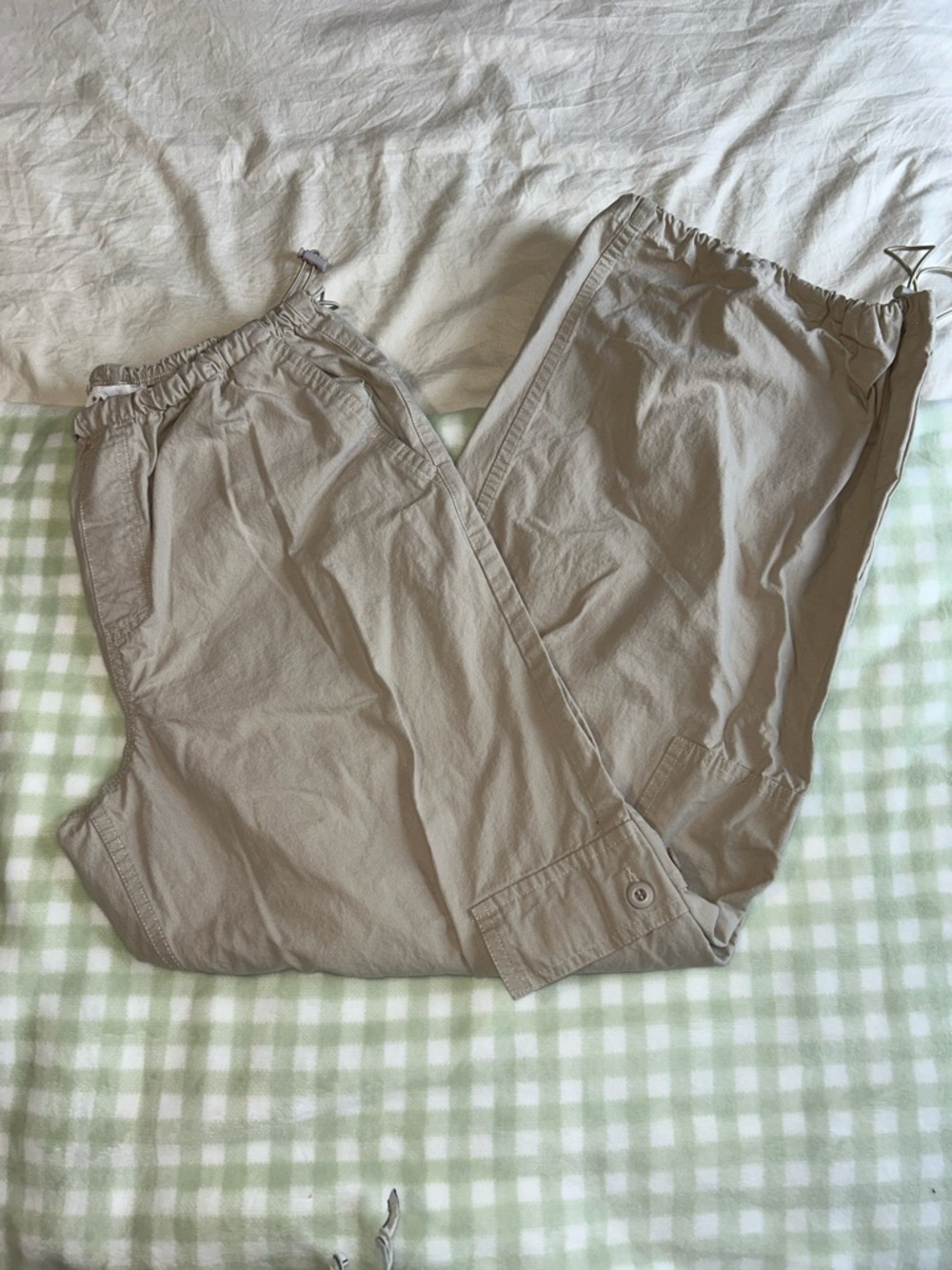 Women’s Casual Drawstring Cargo Pants - Beige